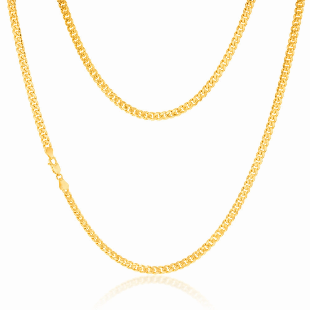9ct Yellow Gold Silverfilled 120 Gauge Curb 55cm Chain