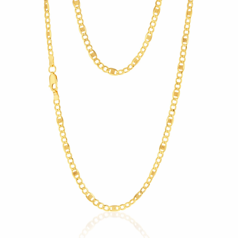 9ct Yellow Gold Silverfilled 1:3 Curb Anch 80 Gauge 50cm Chain