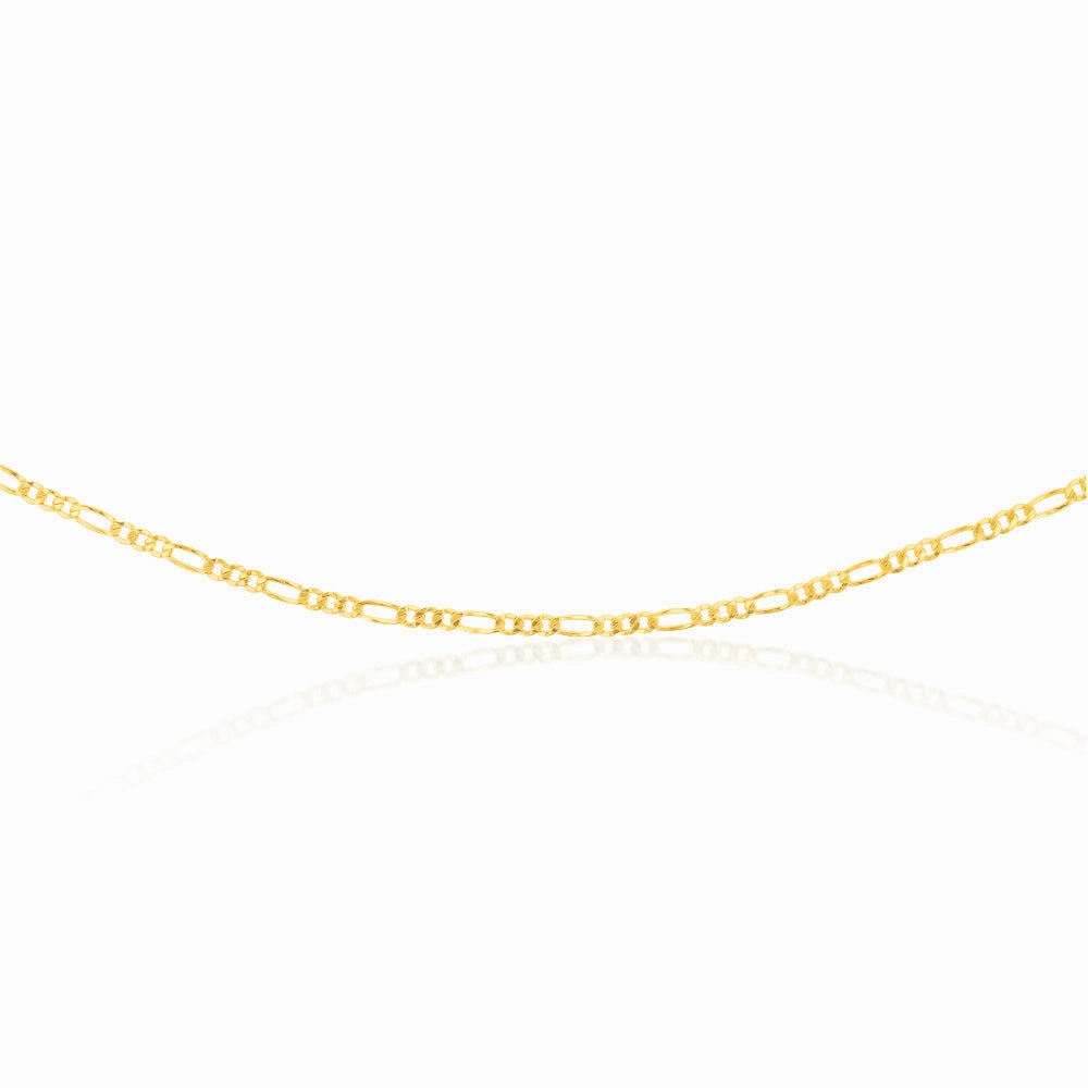 9ct Yellow Gold Silverfilled 1:3 Figaro 80 Gauge 60cm Chain