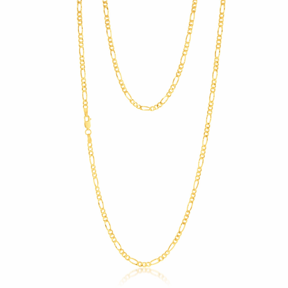 9ct Yellow Gold Silverfilled 1:3 Figaro 80 Gauge 70cm Chain