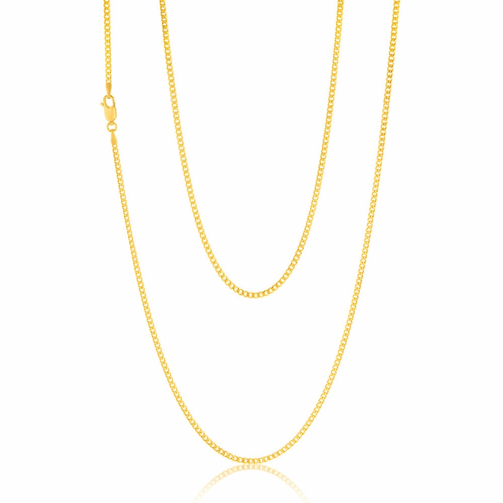 9ct Yellow Gold Silverfilled 60 Gauge Curb 70cm Chain