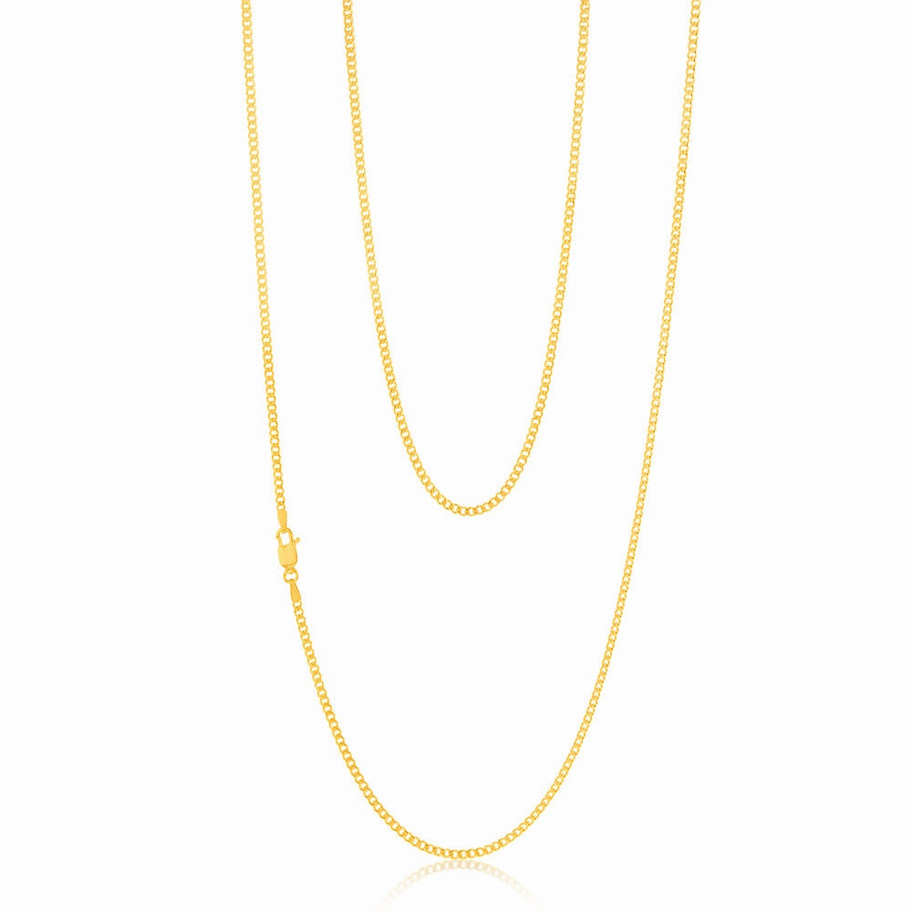 9ct Yellow Gold Silverfilled 60 Gauge Curb 80cm Chain