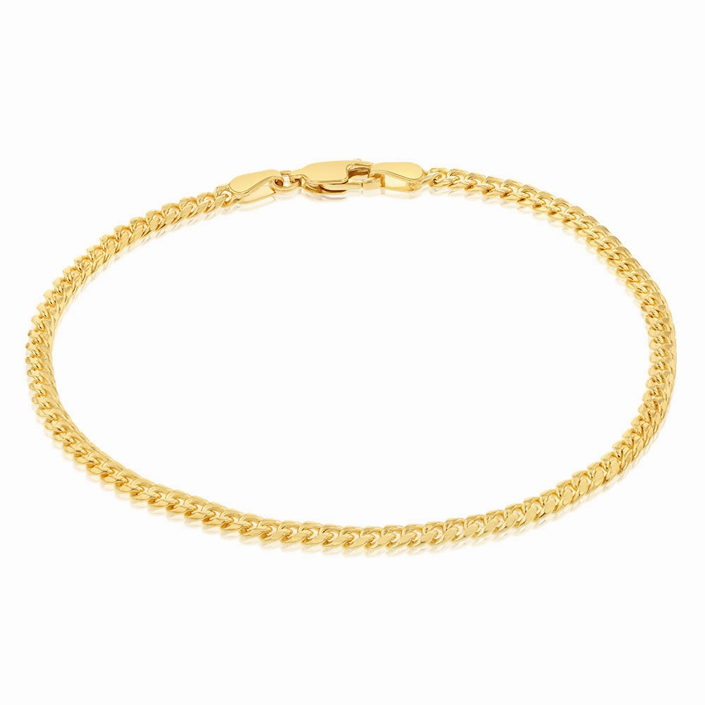 9ct Yellow Gold Silverfilled 80 Gauge Curb 19cm Bracelet