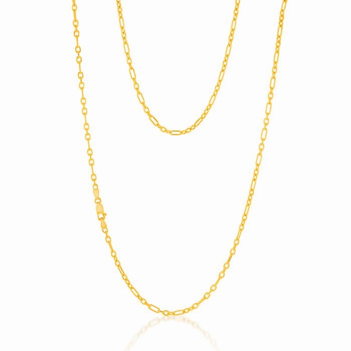 9ct Yellow Gold Silverfilled 80Gauge Fancy 60cm Chain
