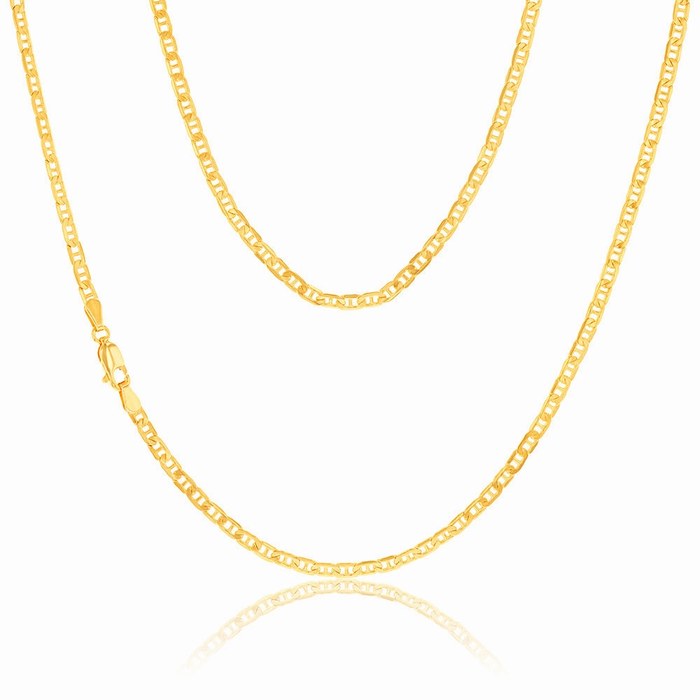 9ct Yellow Gold Silverfilled Anchor 80Gauge 50cm Chain