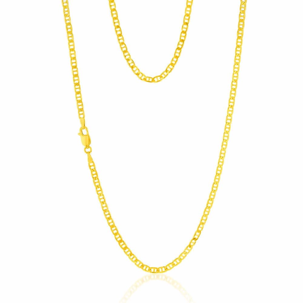 9ct Yellow Gold Silverfilled Anchor 80Gauge 50cm Chain