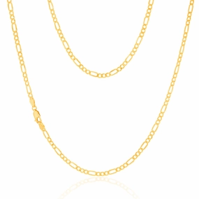 9ct Yellow Gold Silverfilled Bevelled 1:3 Figaro 80 Gauge 50cm Chain
