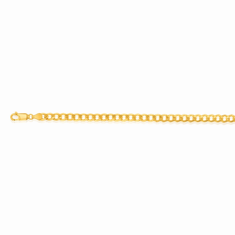 9ct Yellow Gold Silverfilled Bevelled Curb 120 Gauge 23cm Bracelet