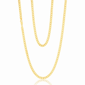 9ct Yellow Gold Silverfilled Bevelled Curb 120 Gauge 80cm Chain