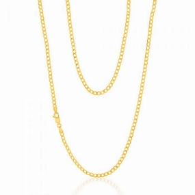 9ct Yellow Gold Silverfilled Bevelled Curb 80 Gauge 60cm Chain