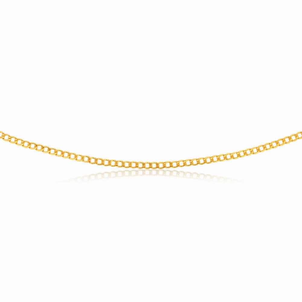 9ct Yellow Gold Silverfilled Bevelled Curb 80 Gauge 60cm Chain