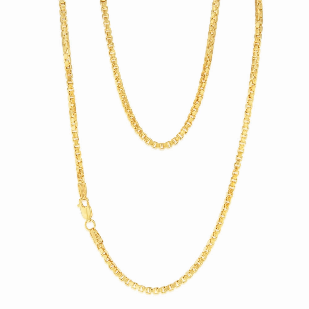 9ct Yellow Gold Silverfilled Box 45cm Chain