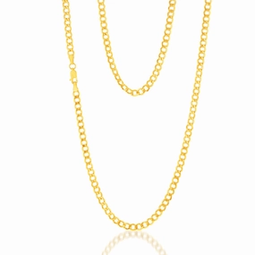 9ct Yellow Gold Silverfilled Diamond Cut Curb 100Gauge 60cm Chain
