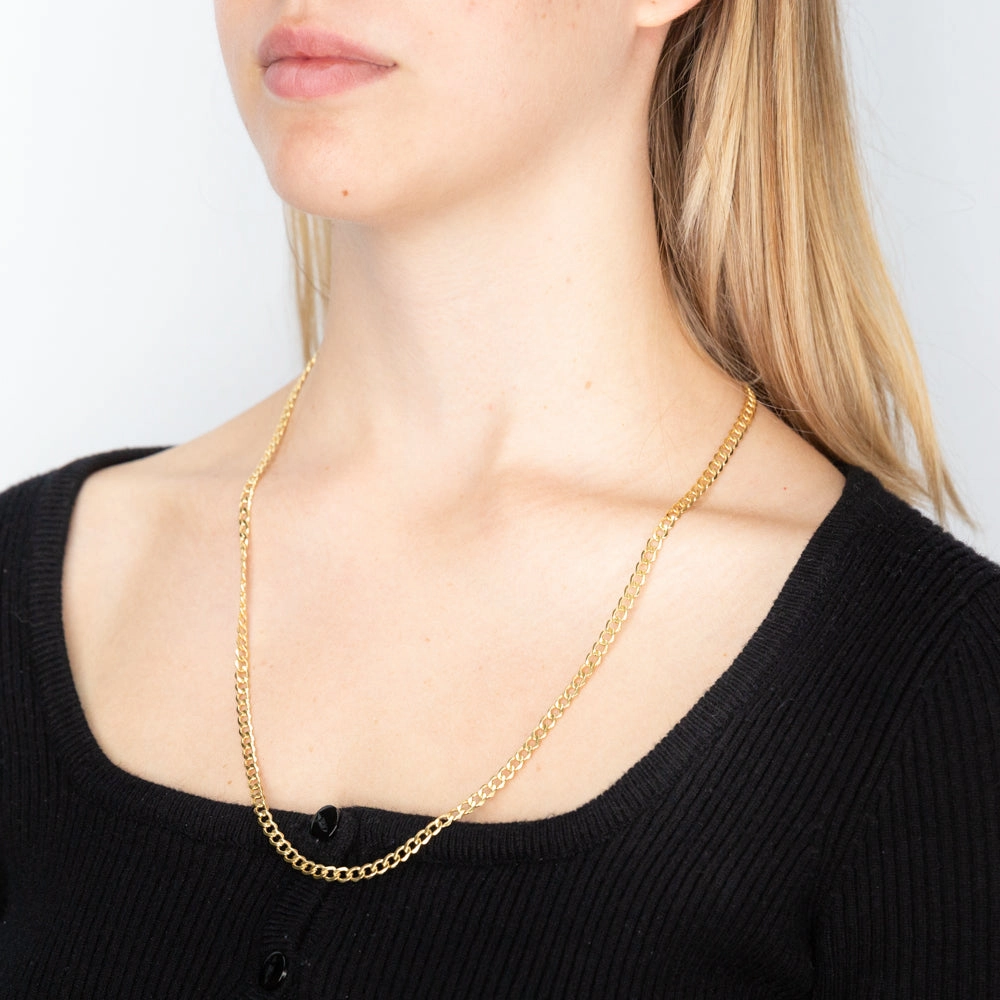 9ct Yellow Gold Silverfilled Diamond Cut Curb 100Gauge 60cm Chain