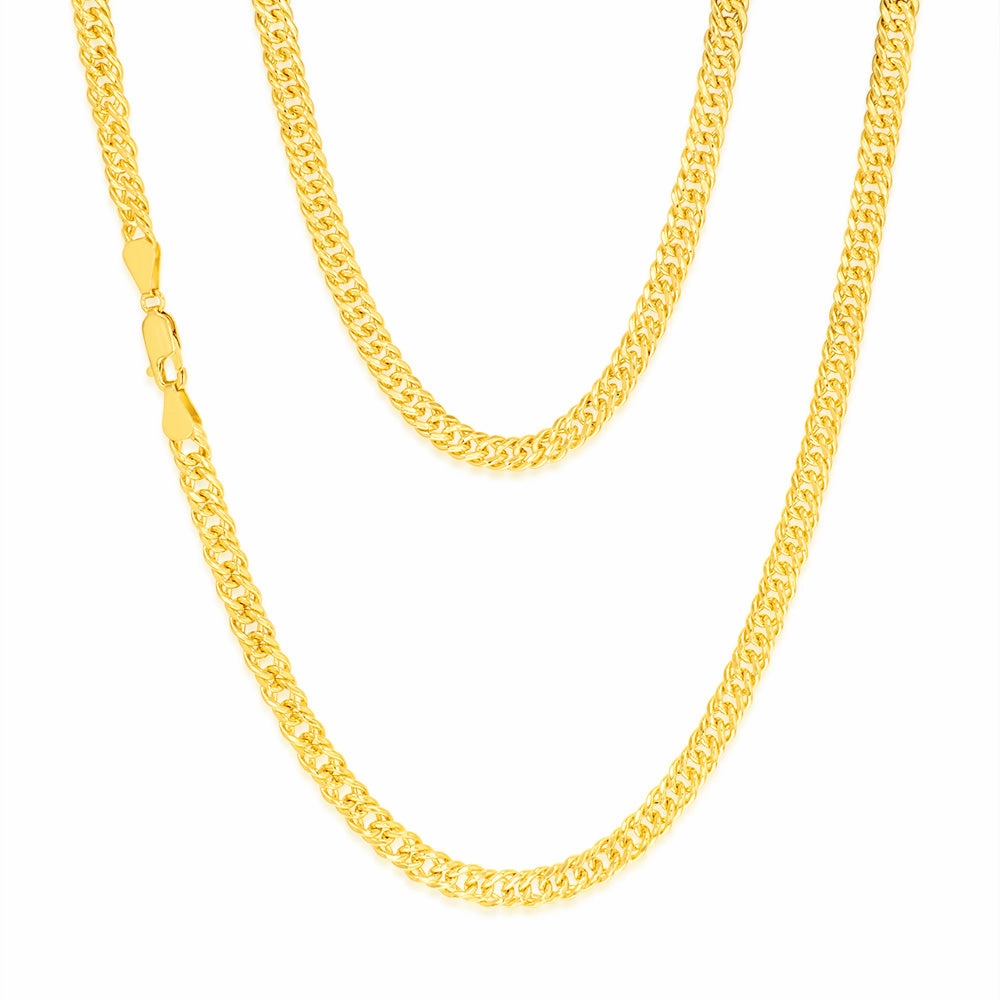 9ct Yellow Gold Silverfilled Double Concave 100 Gauge Curb 50cm Chain