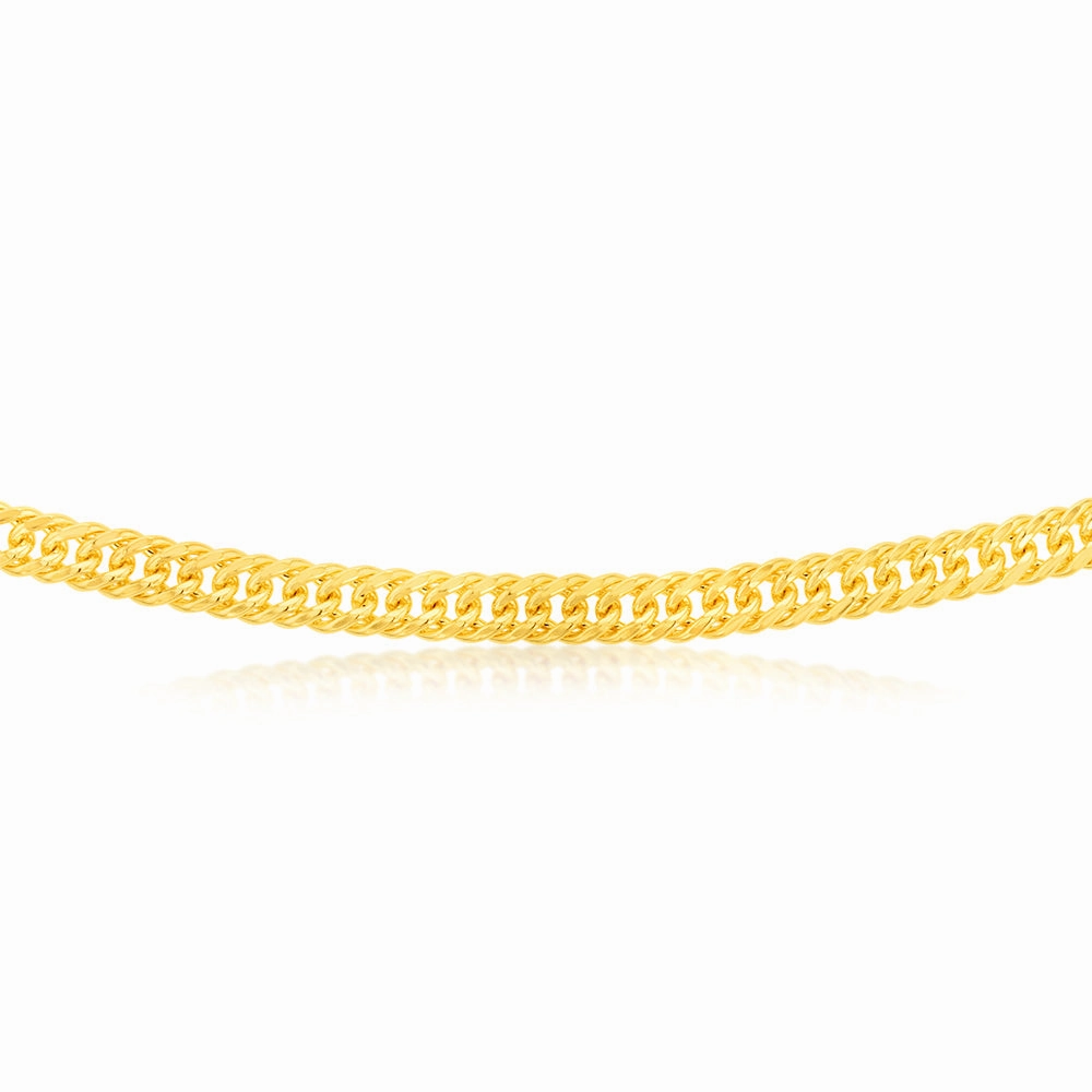 9ct Yellow Gold Silverfilled Double Concave 100 Gauge Curb 50cm Chain