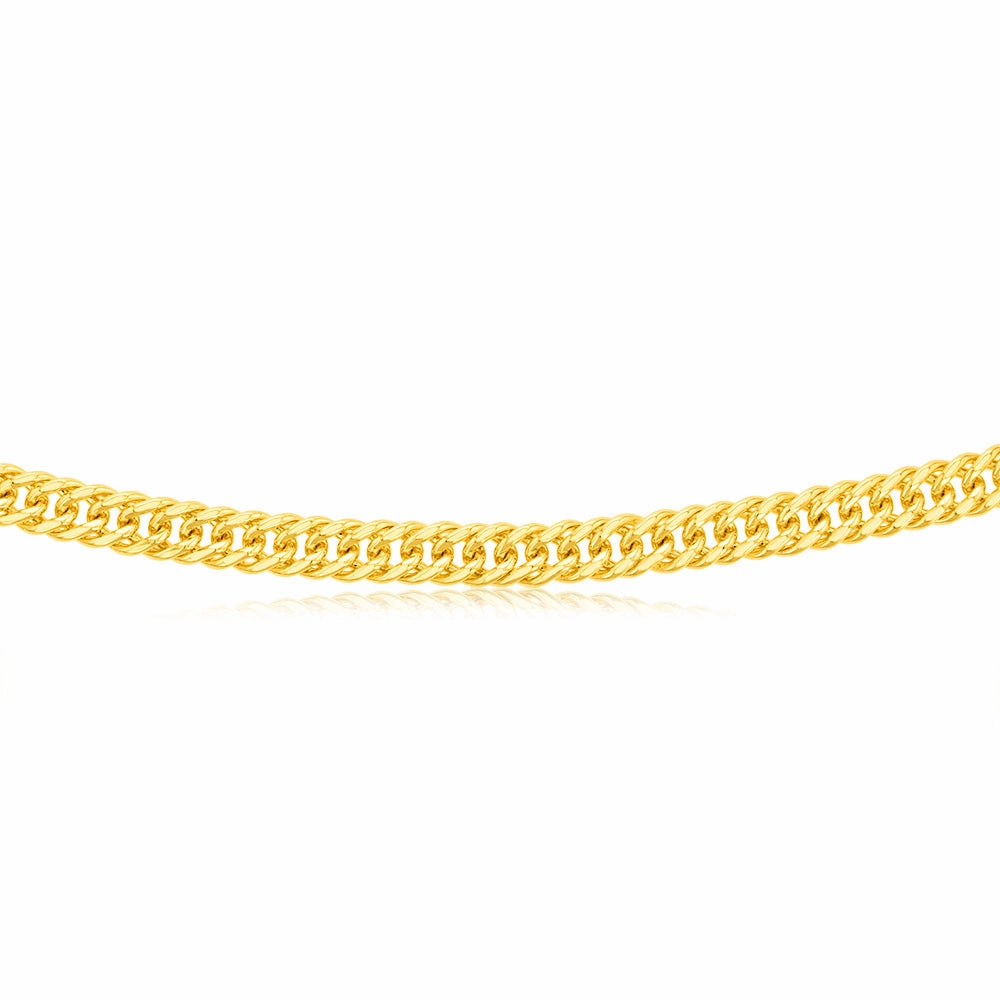 9ct Yellow Gold Silverfilled Double Concave 100 Gauge Curb 55cm Chain