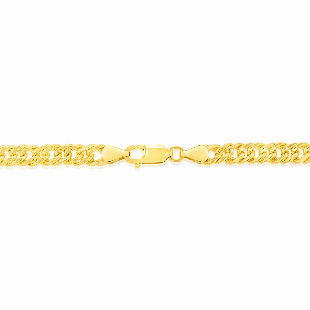 9ct Yellow Gold Silverfilled Double Concave 120 Gauge Curb 50cm Chain