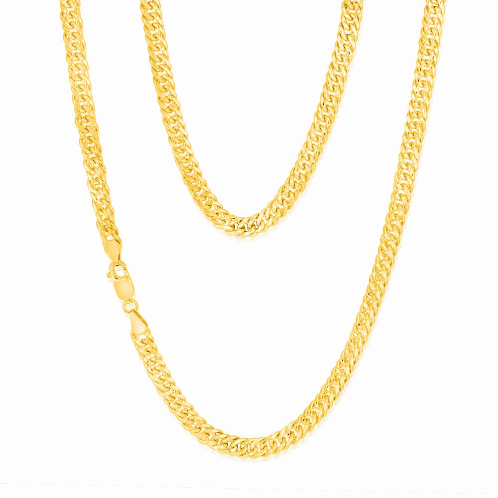 9ct Yellow Gold Silverfilled Double Concave 120 Gauge Curb 55cm Chain