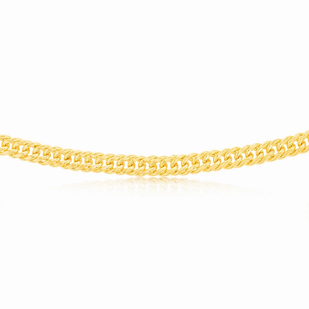 9ct Yellow Gold Silverfilled Double Concave 120 Gauge Curb 55cm Chain