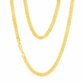 9ct Yellow Gold Silverfilled Double Concave 120 Gauge Curb 55cm Chain