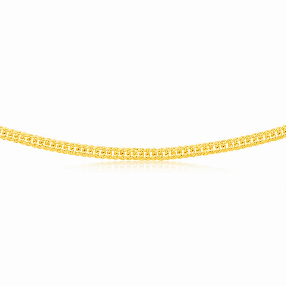 9ct Yellow Gold Silverfilled Double Concave 80 Gauge Curb 45cm Chain