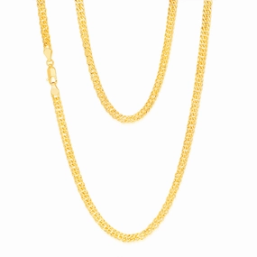 9ct Yellow Gold Silverfilled Double Concave 80 Gauge Curb 45cm Chain