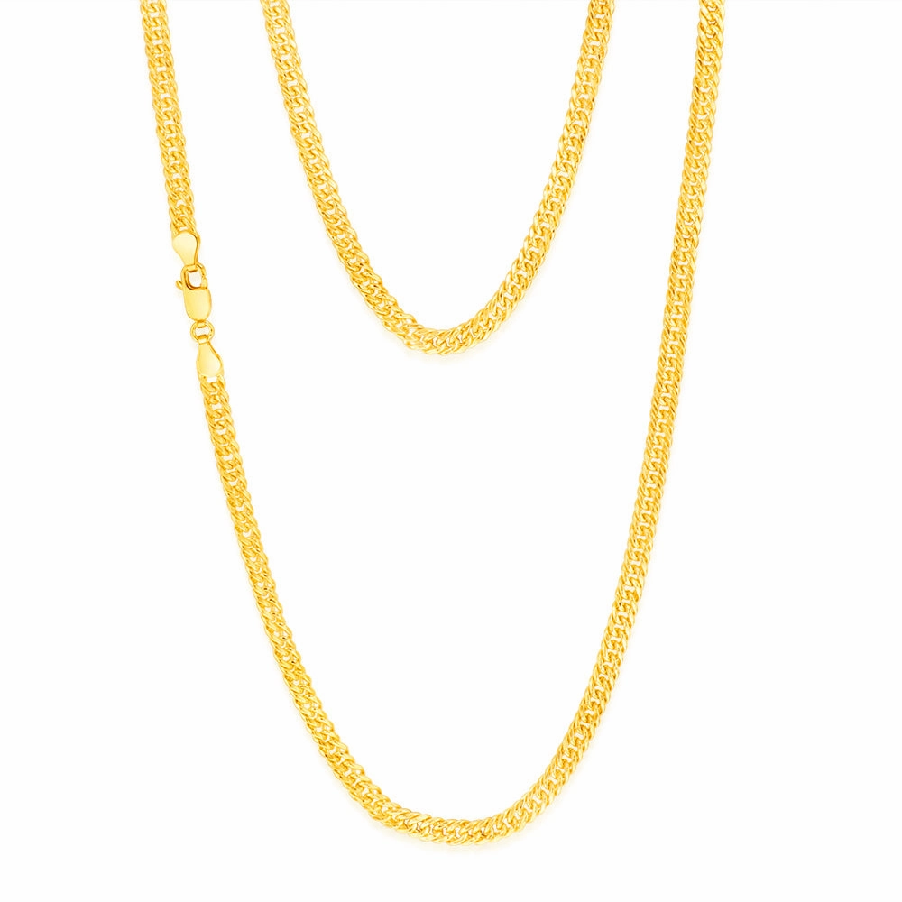 9ct Yellow Gold Silverfilled Double Concave 80 Gauge Curb 50cm Chain