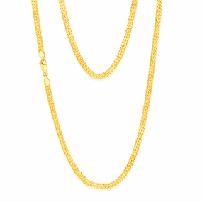 9ct Yellow Gold Silverfilled Double Concave 80 Gauge Curb 50cm Chain