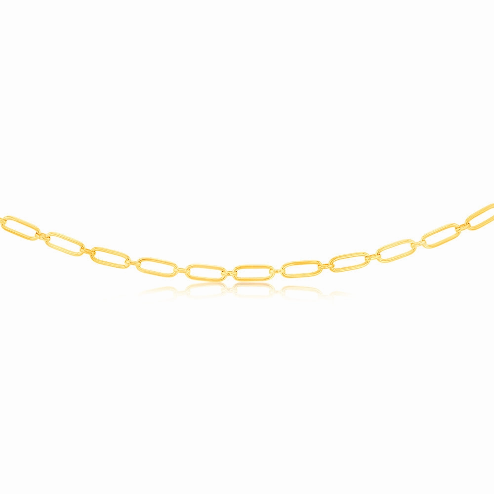 9ct Yellow Gold Silverfilled Fancy Elongated Link Belcher 45cm Chain