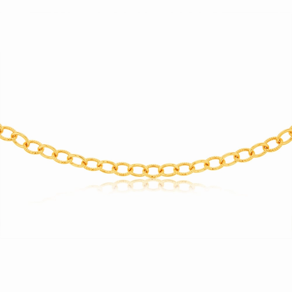 9ct Yellow Gold Silverfilled Fancy Patterned Belcher 50cm Chain