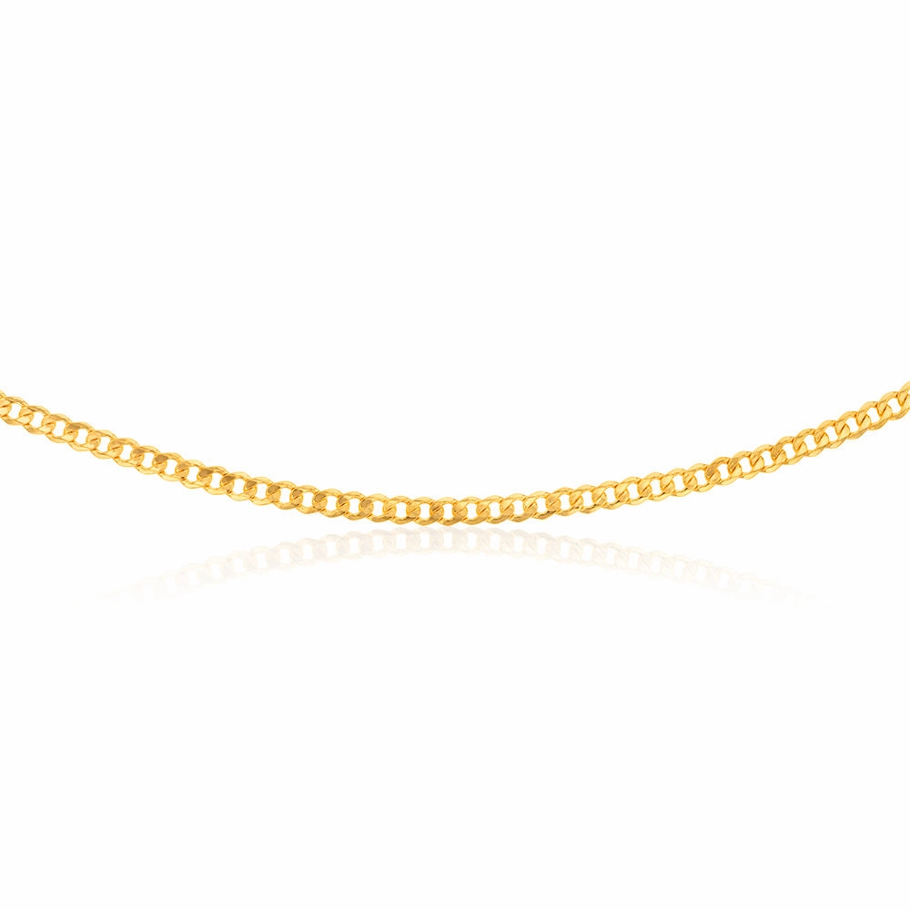 9ct Yellow Gold Silverfilled Flat Curb 120 Gauge 60cm Chain