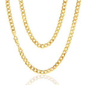 9ct Yellow Gold Silverfilled Flat curb 160 Gauge 55cm Chain