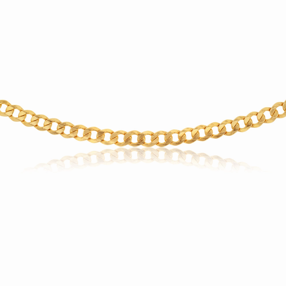 9ct Yellow Gold Silverfilled Flat curb 160 Gauge 55cm Chain