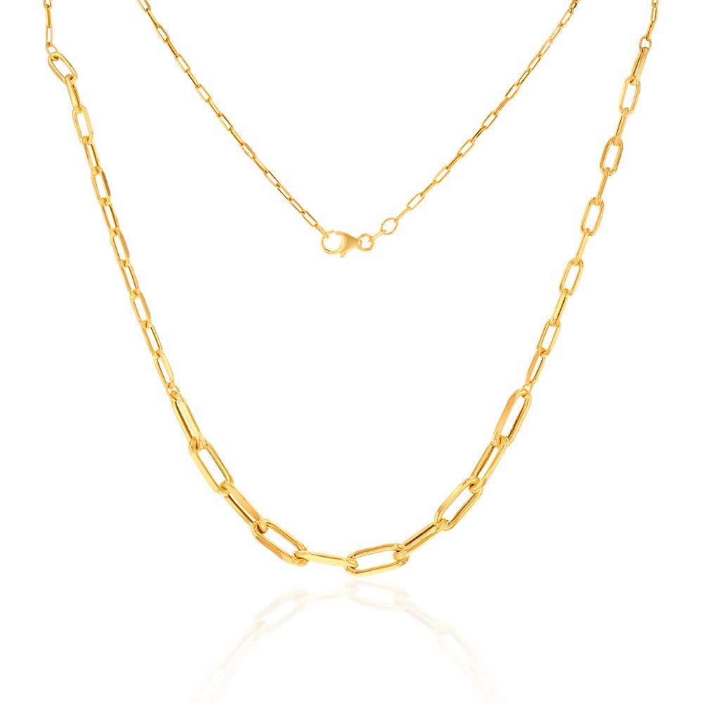 9ct Yellow Gold Silverfilled Paperclip Chain
