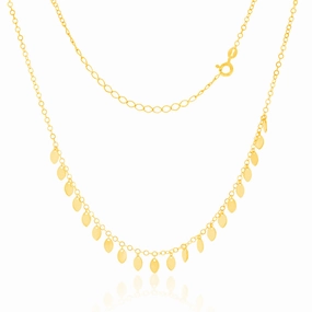9ct Yellow Gold Silverfilled Small Gold Leaves On 30 7cm Choker Chain