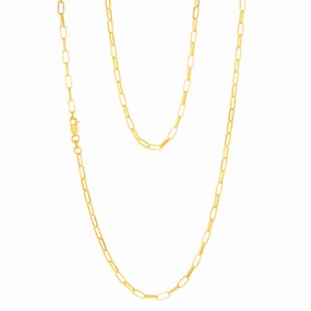 9ct Yellow Gold Silverfilled Small Paperclip 70cm Chain