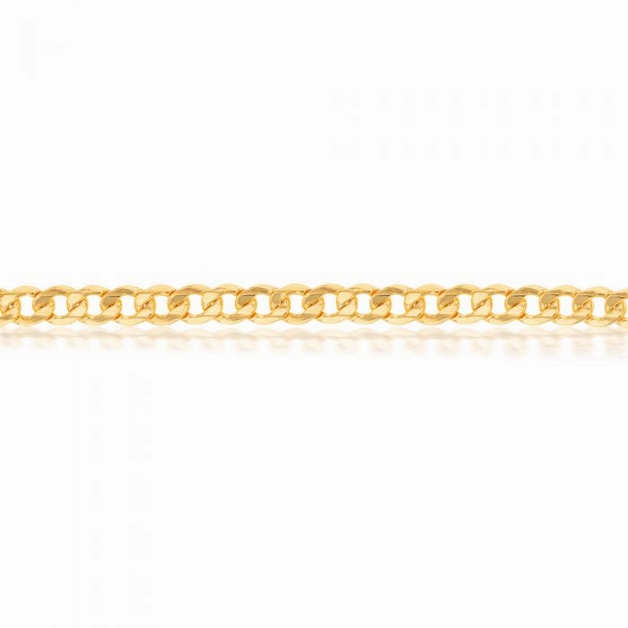 9ct Yellow Gold Silverfilled Super Flat Bev Curb 200Gauge 21cm Bracelet