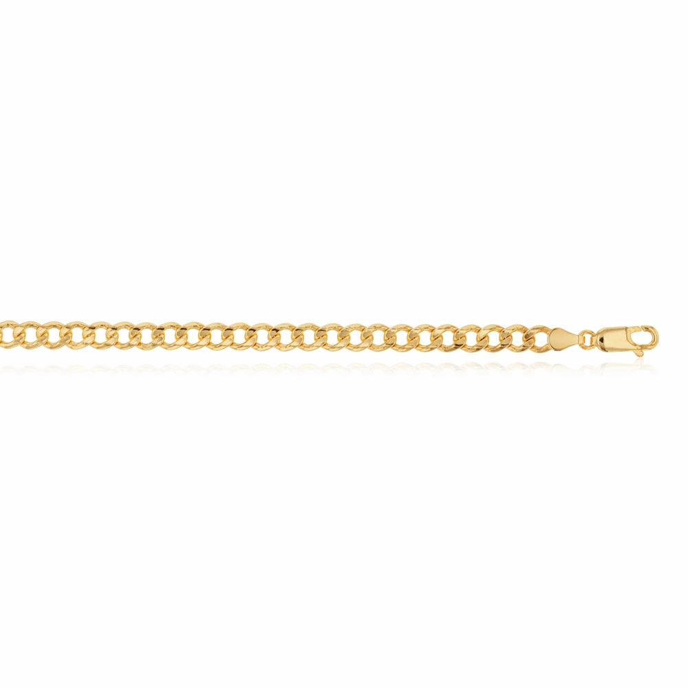 9ct Yellow Gold Silverfilled Super Flat Curb 120 Gauge 21cm Bracelet