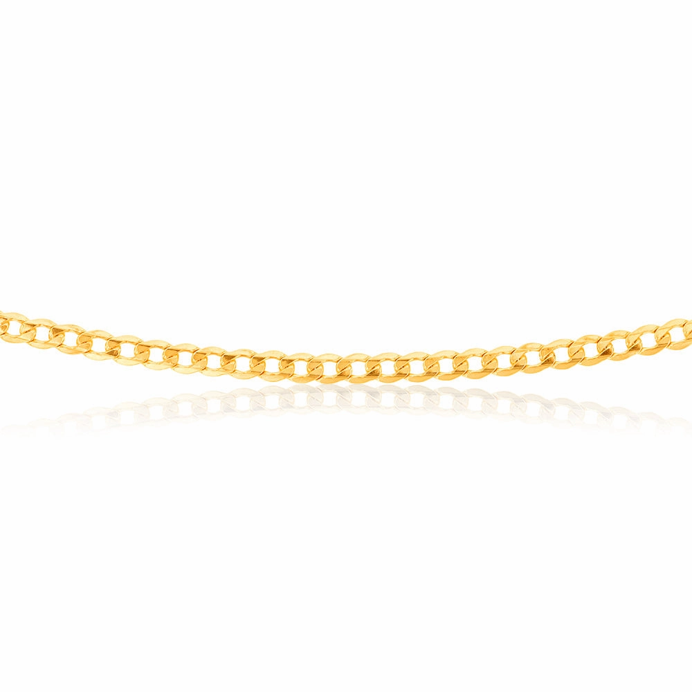 9ct Yellow Gold Silverfilled Super Flat Curb 80 Gauge 45cm Chain