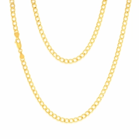 9ct Yellow Gold Silverfilled Textured Curb 95 Gauge 45cm Chain