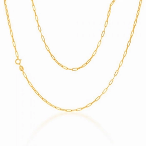 9ct Yellow Gold Small Paperclip 45cm Chain