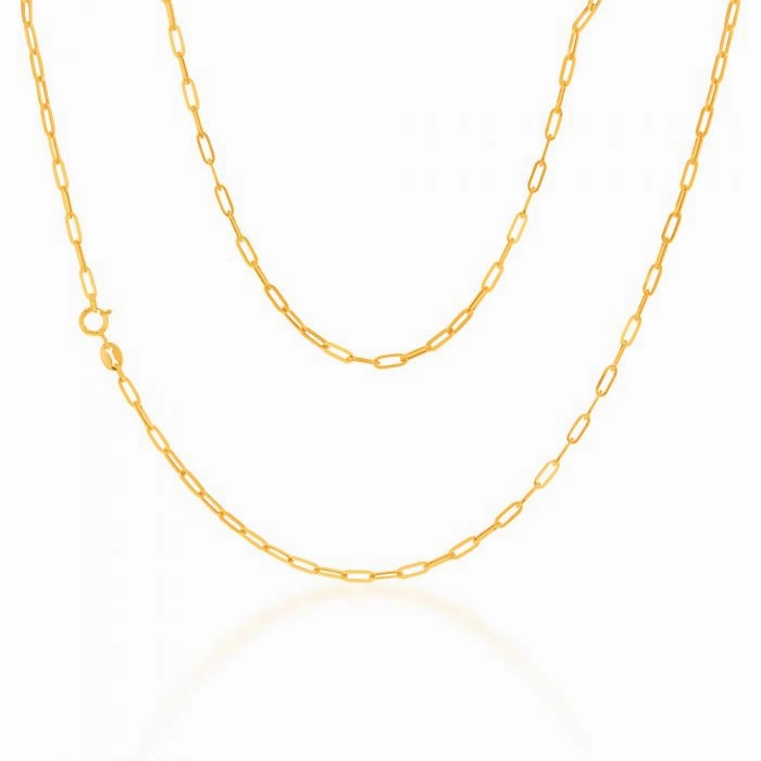 9ct Yellow Gold Small Paperclip 45cm Chain