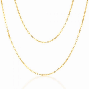 9ct Yellow Gold Small Paperclip 60cm Chain