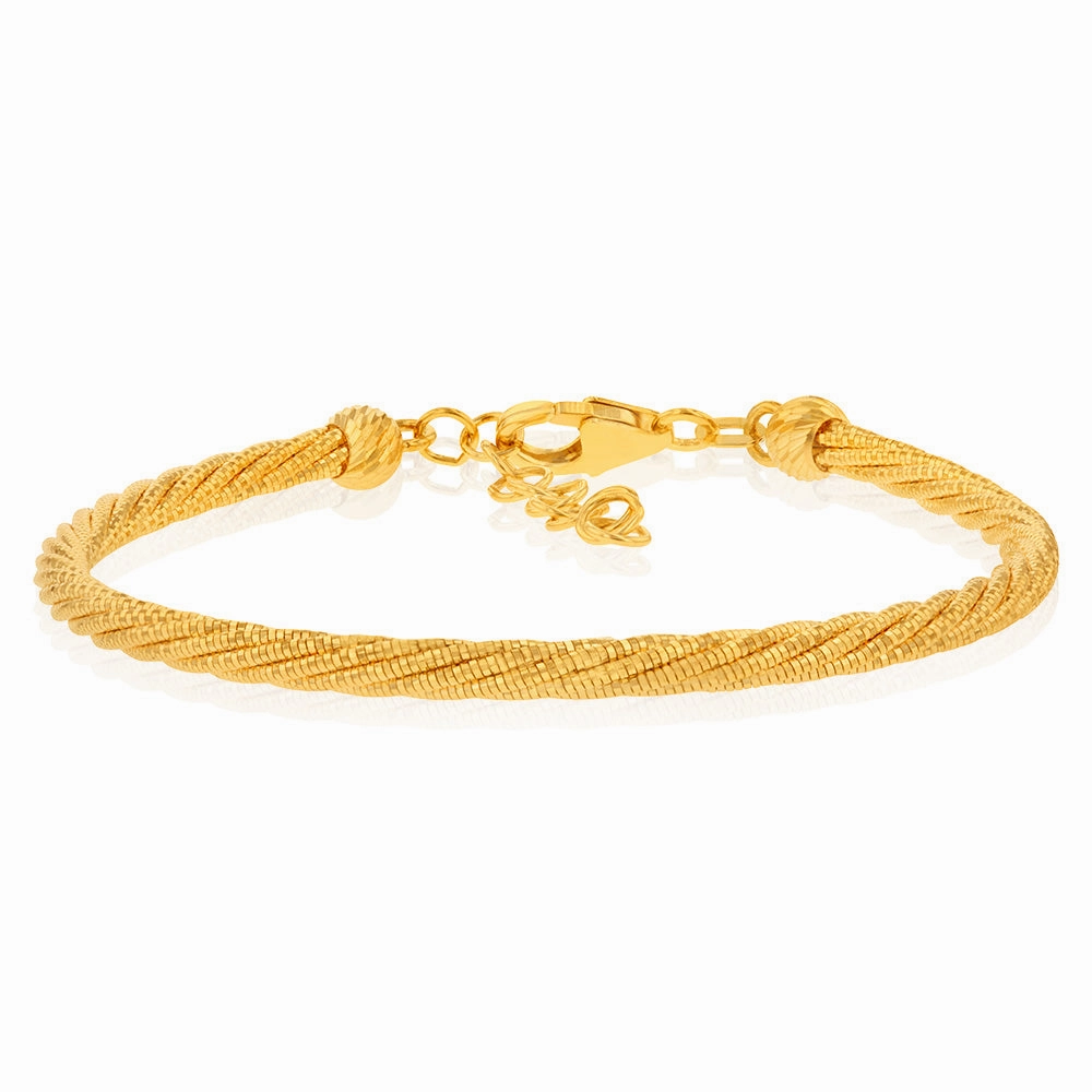 9ct Yellow Gold Sparkling Memory Omega 16 3cm Bracelet