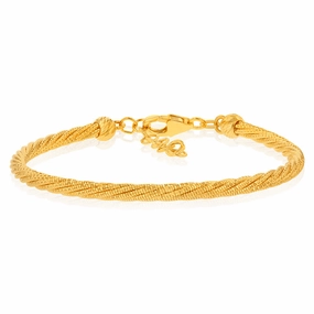 9ct Yellow Gold Sparkling Memory Omega 16 3cm Bracelet