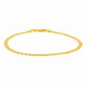 9ct Yellow Gold Superflat Light 80 Gauge Curb 19cm Bracelet