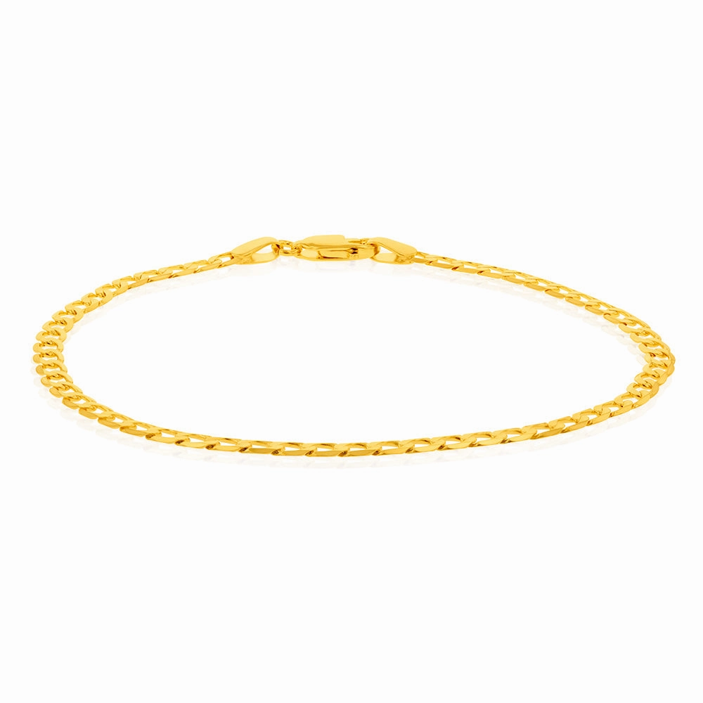 9ct Yellow Gold Superflat Light 80 Gauge Curb 19cm Bracelet