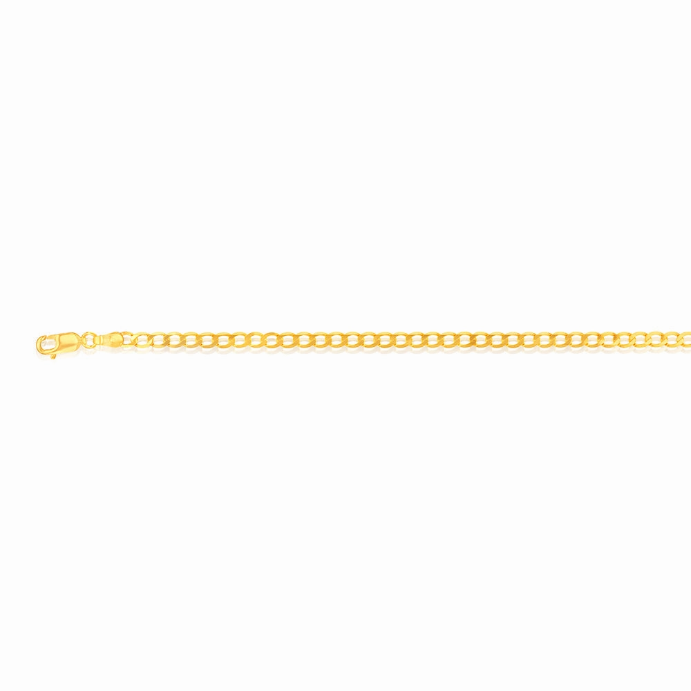9ct Yellow Gold Superflat Light 80 Gauge Curb 19cm Bracelet