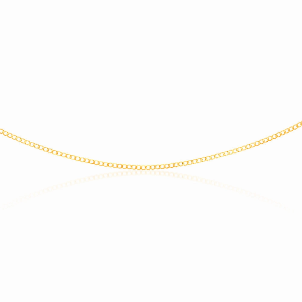 9ct Yellow Gold Superflat Light Curb 65 Gauge 45cm Chain